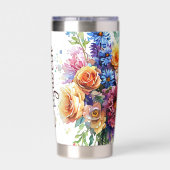 Gemengd bloemboeket gepersonaliseerd geïsoleerde drinkbeker (Achterkant)