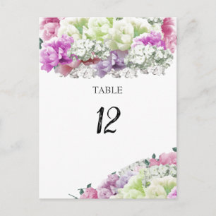 Gemengd boeket bloemige tafel zitnummerkaart briefkaart