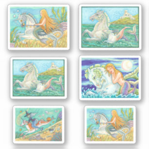 GEMENGD COLLECTIE MERMAID / MERHORSE FANTASY HORSE STICKER