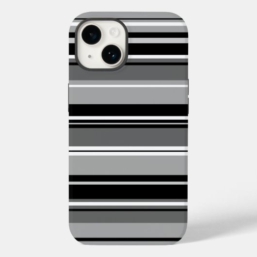 Gemengd gestreept patroon zwart wit grijs Case-Mate iPhone case (Achterkant)