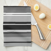 Gemengd gestreept (V) patroon zwart wit grijs Theedoek (Quarter Fold)