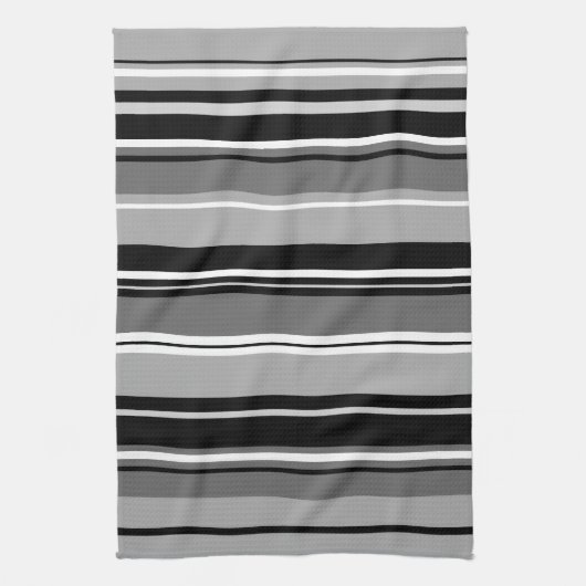 Gemengd gestreept (V) patroon zwart wit grijs Theedoek (Verticaal)