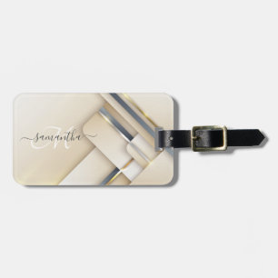 Gemengd metaal 3D-look Calligraphy Gouden Monogram Bagagelabel