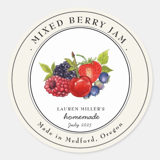  Gemengde Berry Jam potje Canning label (Voorkant)