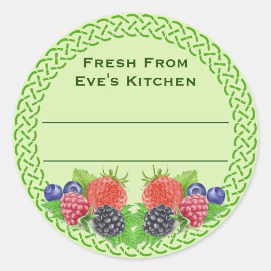 Gemengde bessen met Celtic Round Canning Ronde Sticker (Voorkant)
