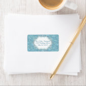 Gemengde Blauwe Silky Pattern met Witte Sparkles Etiket (Insitu)