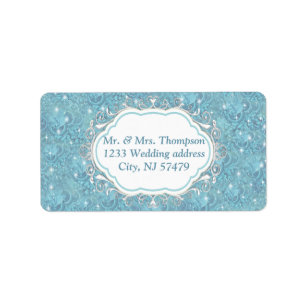 Gemengde Blauwe Silky Pattern met Witte Sparkles Etiket