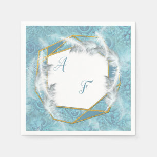 Gemengde Blauwe Silky Pattern met Witte Sparkles Servet