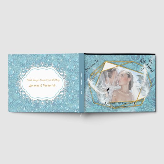 Gemengde blauwe zijdeachtige patroon met witte enk gastenboek (Volledig)