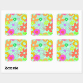 Gemengde bloemen vierkante sticker (Vel)