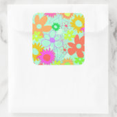 Gemengde bloemen vierkante sticker (Tas)