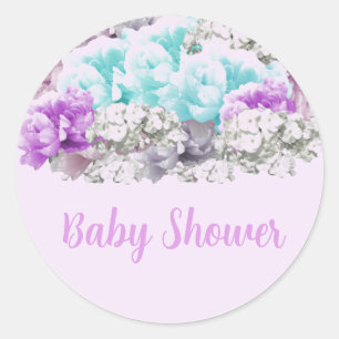 Gemengde bloemenboeket baby shower ronde sticker