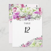 Gemengde Bouquet Floral Table Seating Number Kaart (Voorkant / Achterkant)
