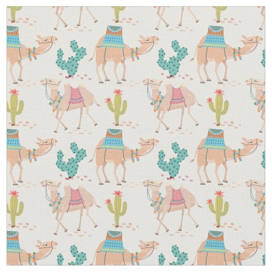 Gemengde cactus en kamelenpatroon stof (Close Up)