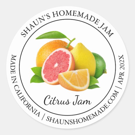 Gemengde Citrus Jam Modern label (Voorkant)