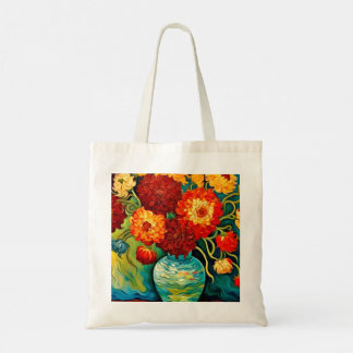 Gemengde Dahlia's in vaas Tote Bag