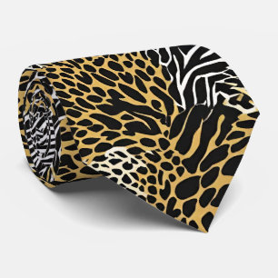 Gemengde dierenprint Zebra Leopard Tiger Gemengde Stropdas