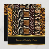 Gemengde dierlijke afdrukken Gold Black 2 Kaart (Voorkant / Achterkant)