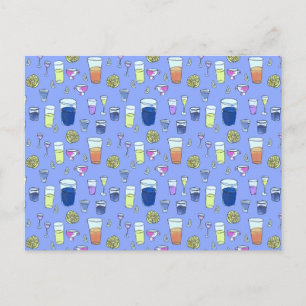 Gemengde Drinken op blauw Briefkaart