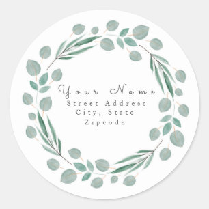 'Gemengde eucalyptusbladeren met een grote spiegel Ronde Sticker