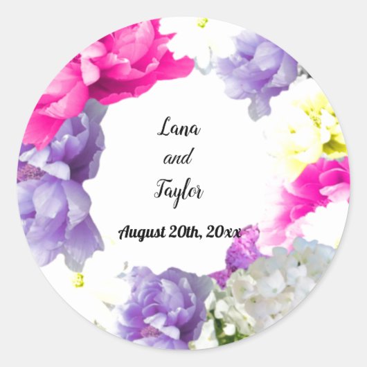 Gemengde Floral Wreath Wedding Sticker (Voorkant)