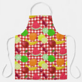 Gemengde Fruit Red en witte gingham Check Schort (Voorkant)