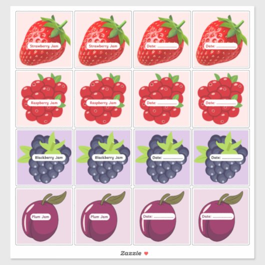 Gemengde Fruitjamlabels Aangepaste Vinyl Sticker V (Vel)