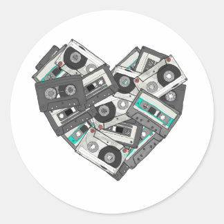Gemengde gevoelens Cassettebandje hart Ronde Sticker