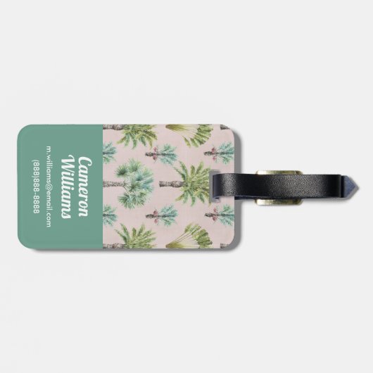 Gemengde groene palmbomen bagagelabel (Achterkant horizontaal)