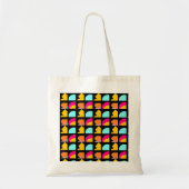 Gemengde kleuren, belletjes met zwarte rand tote bag (Voorkant)