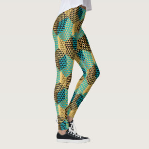 Gemengde Kleuren Modern Geometrisch Vormenontwerp Leggings