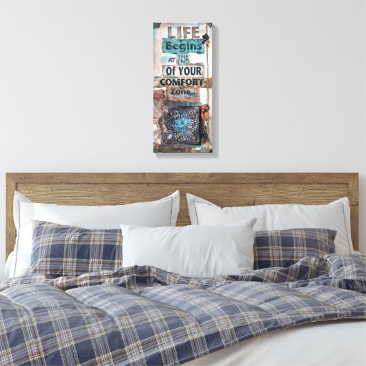 Gemengde Media Art met levensquote | Verpakt Canva Canvas Afdruk (Insitu (Slaapkamer))