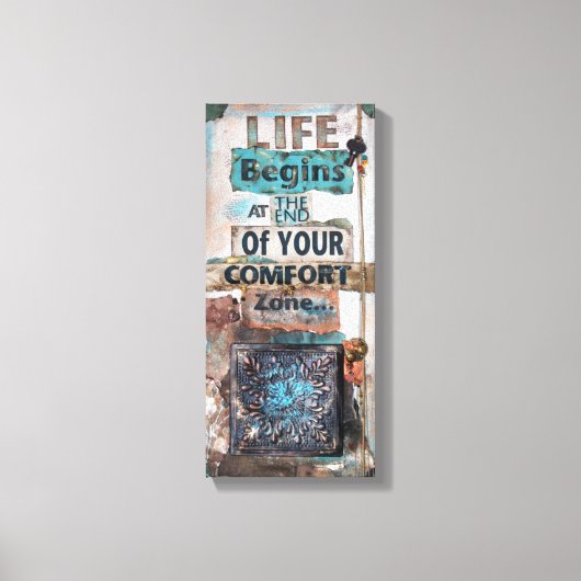 Gemengde Media Art met levensquote | Verpakt Canva Canvas Afdruk (Voorkant)