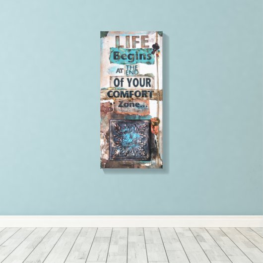 Gemengde Media Art met levensquote | Verpakt Canva Canvas Afdruk (Insitu (Houten vloer))