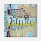Gemengde Media Blue Green Family Art Magneet (Voorkant)