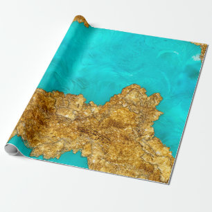 Gemengde Media Gold en Turquoise Cadeaupapier
