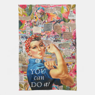 Gemengde Media Inspirerend Rosie de Riveter Theedoek