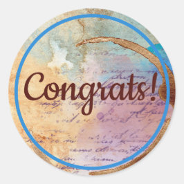 Gemengde Media Koffee Stain Junk Journal Congrats Ronde Sticker