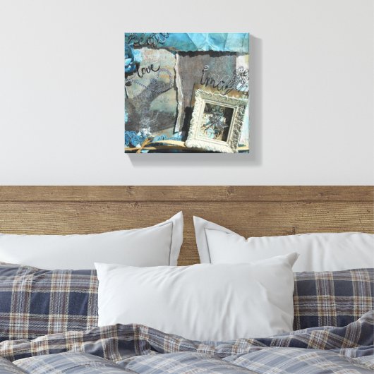 Gemengde Media Love Blauwgroen Art Canvas Afdruk (Insitu (Slaapkamer))