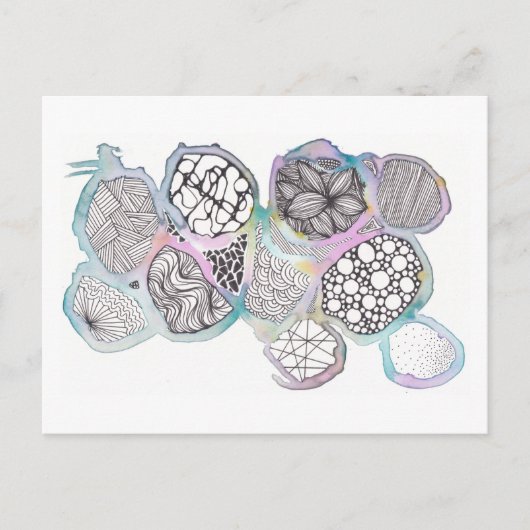 Gemengde media, pastelkleuren en zwart-wit briefkaart (Voorkant)