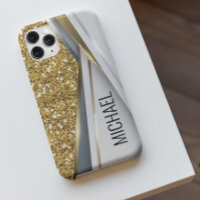 Gemengde metalen 3-D Glitter Gold Monogram Hoesje-
