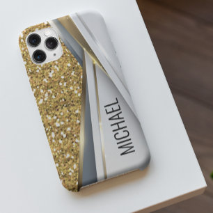 Gemengde metalen 3-D Glitter Gold Monogram Hoesje- iPhone 13 Hoesje