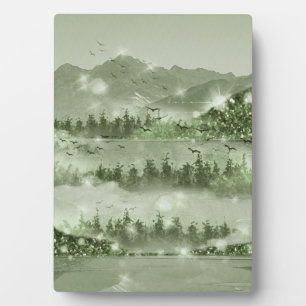 Gemengde montagebergte in het landschapsmeer fotoplaat