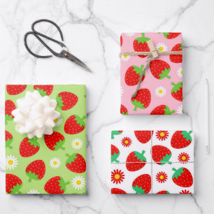Gemengde Moppige Zomer Aardbeien Inpakpapier Vel