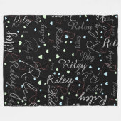 Gemengde namen initialen en harten gerepliceerd fleece deken (Voorkant (Horizontaal))