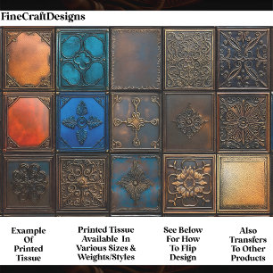 Gemengde Ontwerp Tegels Bruin Blauw Goud AA7 Decou Tissuepapier