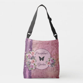 Gemengde patroon roze bloemen crossbody tas