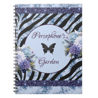 Gemengde patroonblauwe en paarse florale canvas ta notitieboek