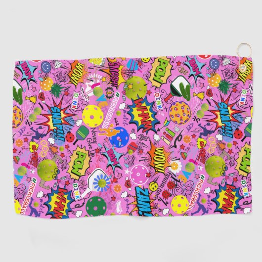 😍 gemengde pickleball roze golfhanddoek (Horizontaal)