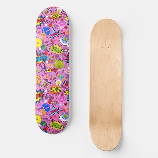 😍 gemengde pickleball roze skateboard (Voorkant)